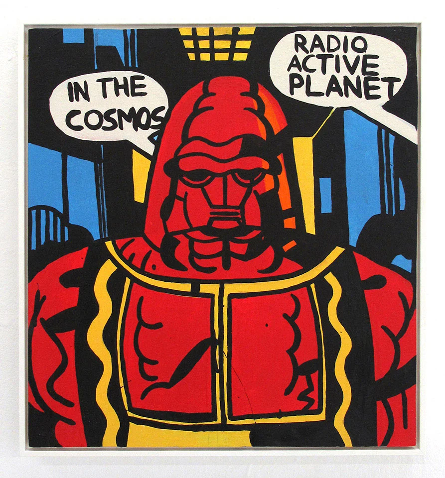 Radio Active Planet Framed acrylic on timber 42cm x 45cm