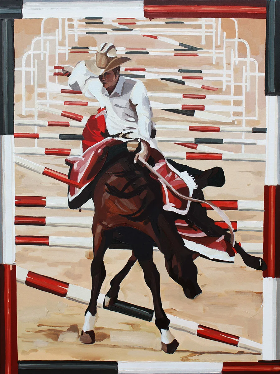 Equestrian Pedestrian Oil and Acrylic on stretched Poly-Cotton 60cm x 90cm