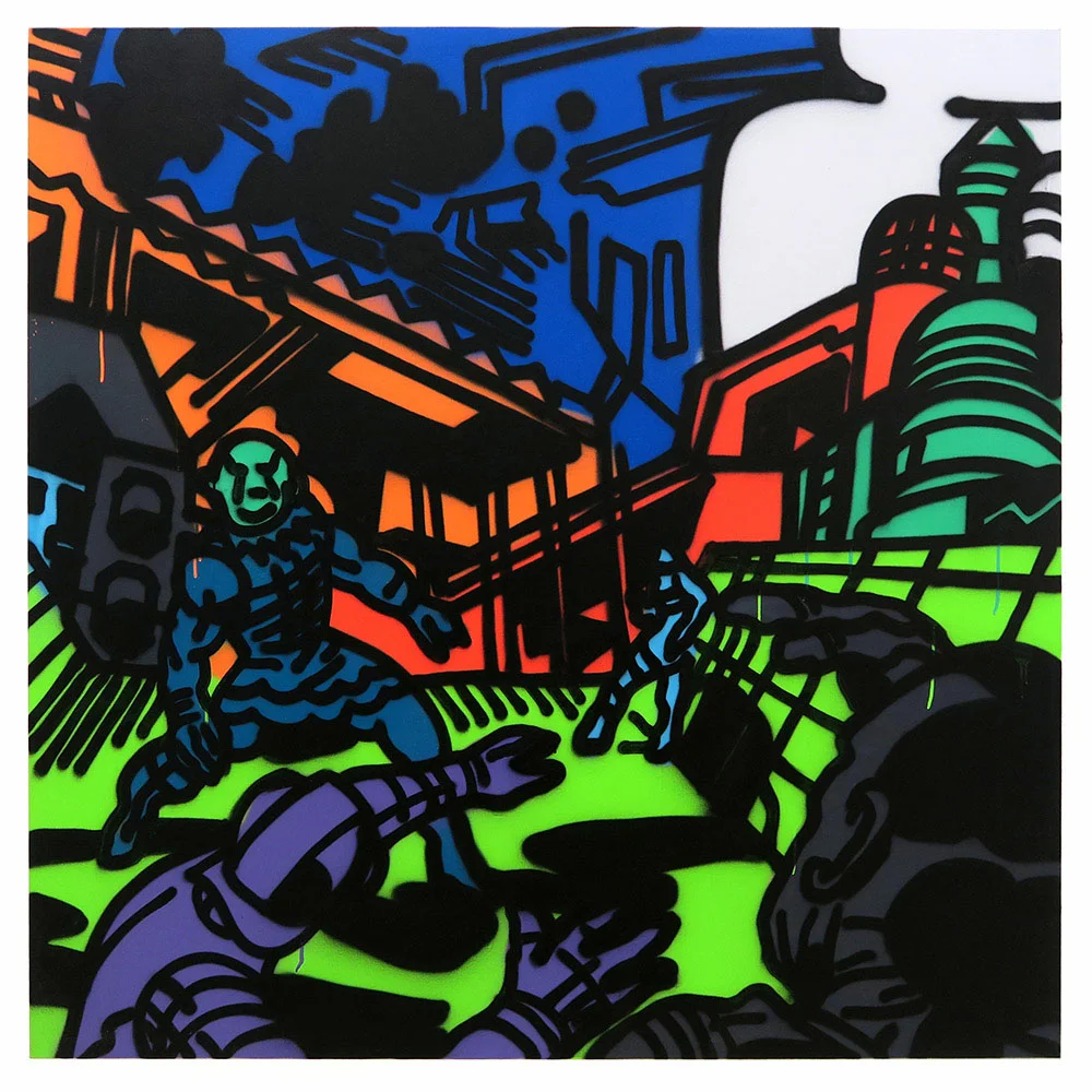 Mutant Battle Aerosol acrylic on canvas 152cm x 152cm