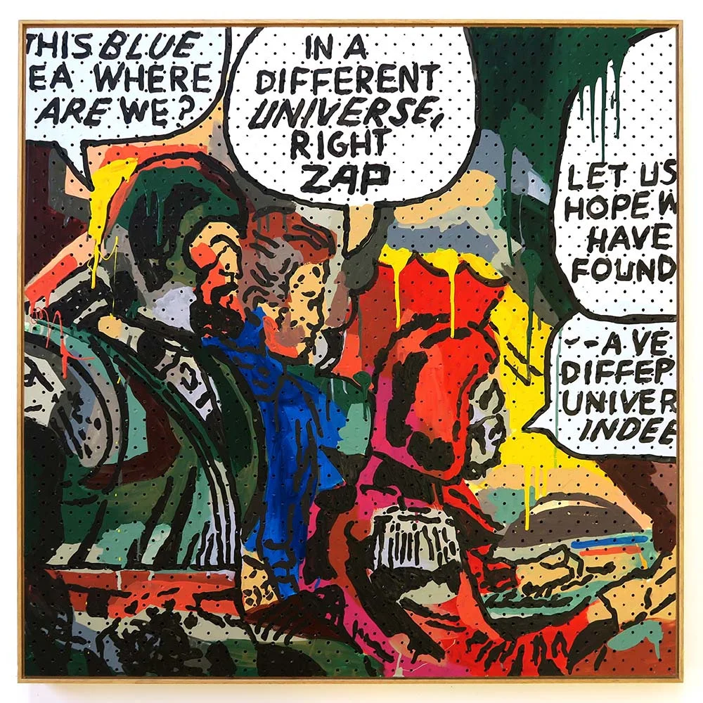 In a Different Universe Acrylic on peg-board 92cm x 92cm