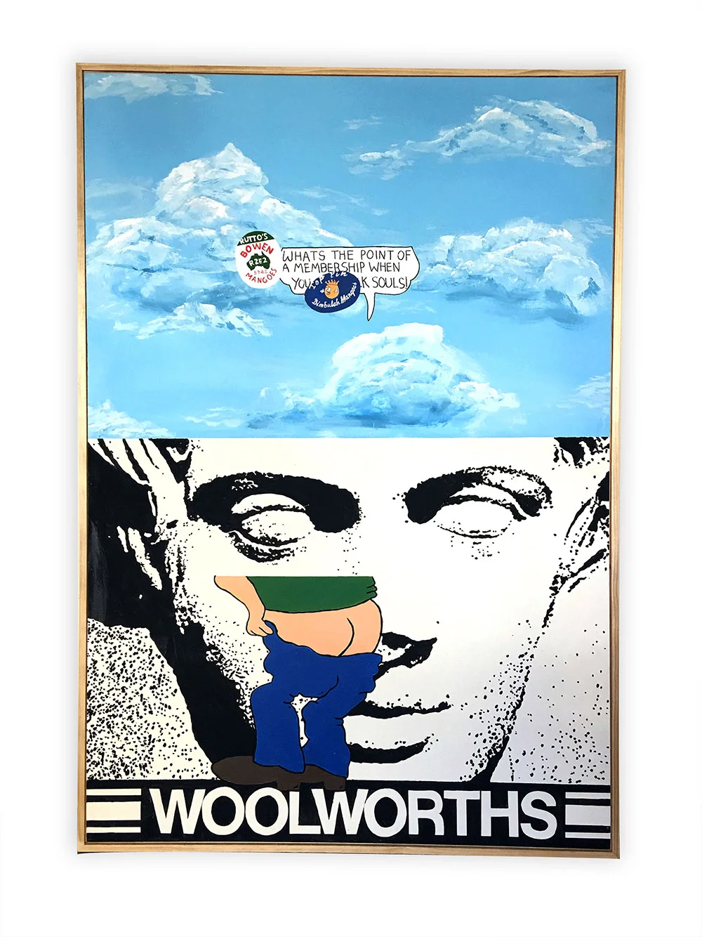 Labelled Enjoyment Mixed media on mounted plywood 120cm x 180cm