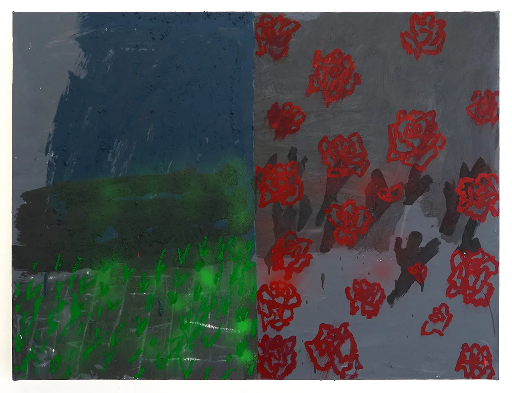 Roses are red 2 Mixed media on stretched canvas 102cm x 76.5cm