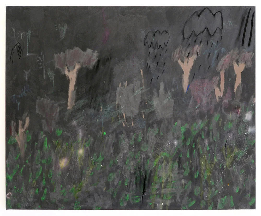 Rain Mixed media on stretched canvas 168cm x 137cm