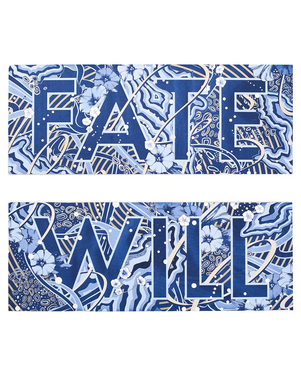 FATE/WILL - 2 panel artwork 87.5cm x 33.5cm each panel Unique edition screen print, with hand painted acrylic detail on birch