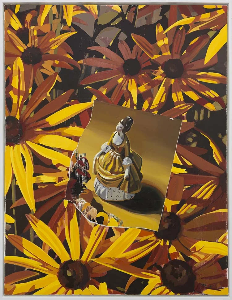 Figure and Bloom #2 Ink transfer and oil on canvas 87cm x 113cm