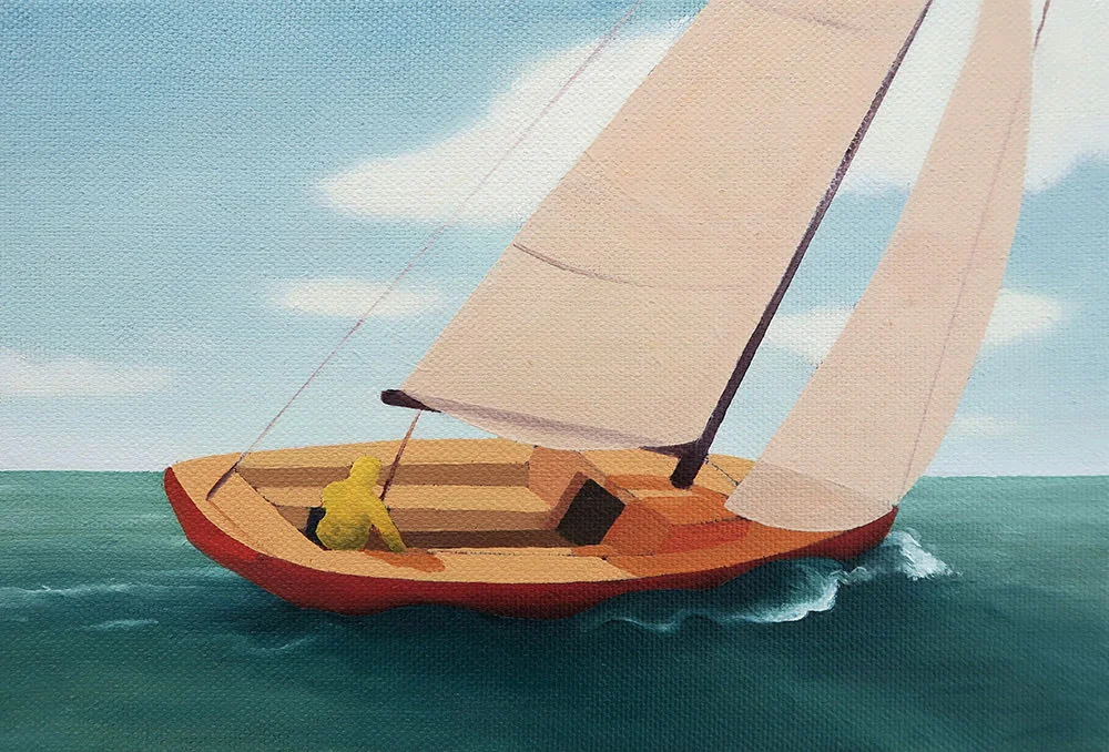 Sailboat Oil and acrylic on linen 56cm x 38cm