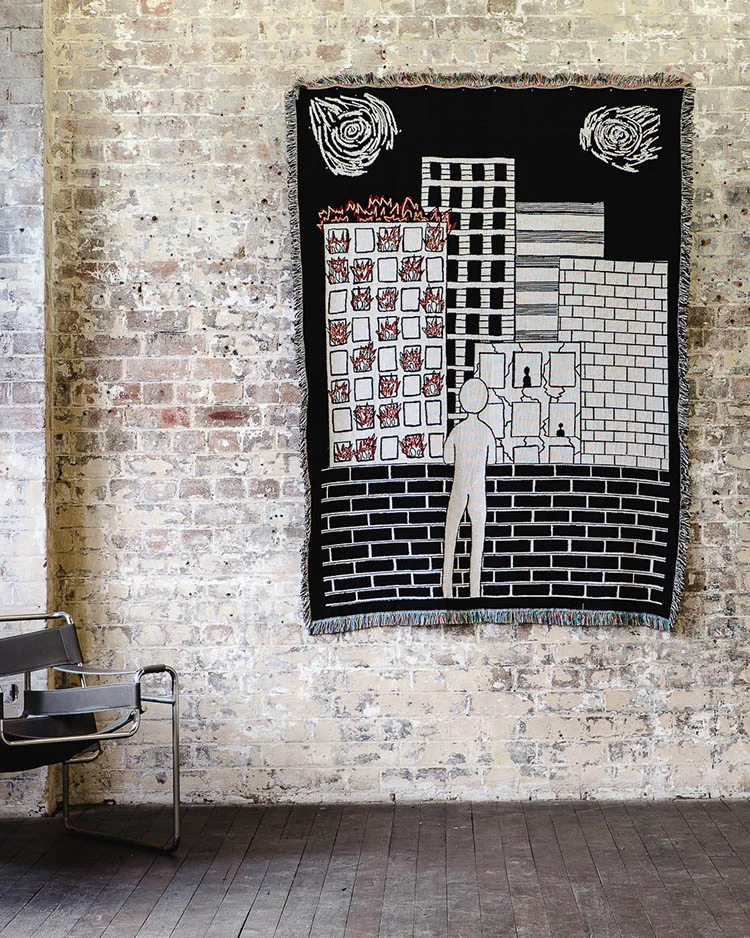 As the World Burns woven wall hanging 137cm x 183cm