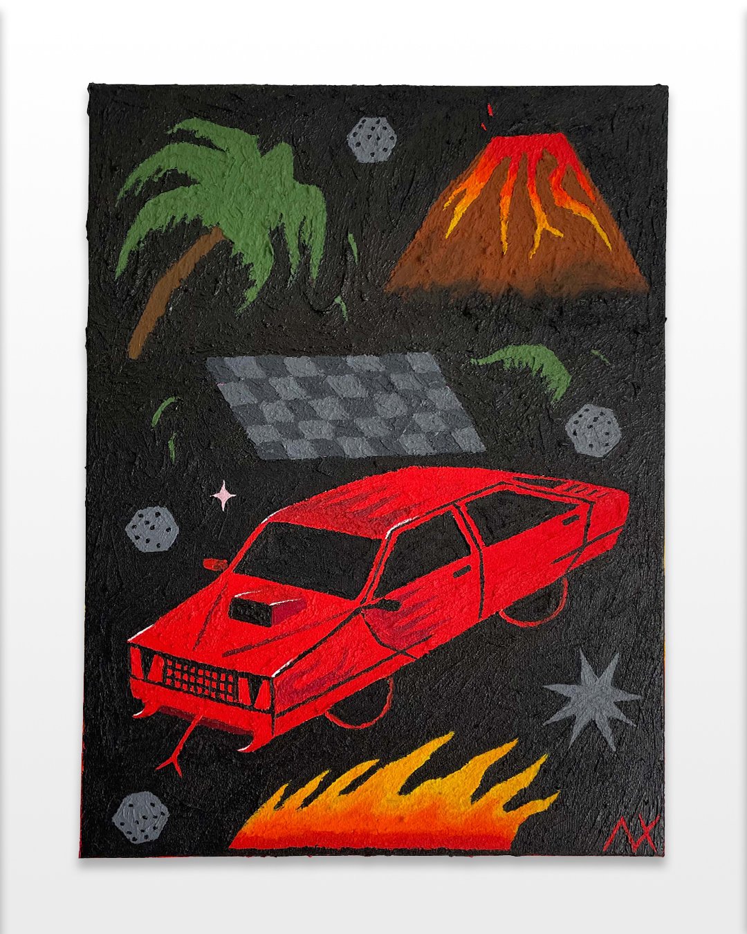 Alex Xerri FIRECRACKER acrylic and stone on canvas 30cm x 40cm HERO.jpg