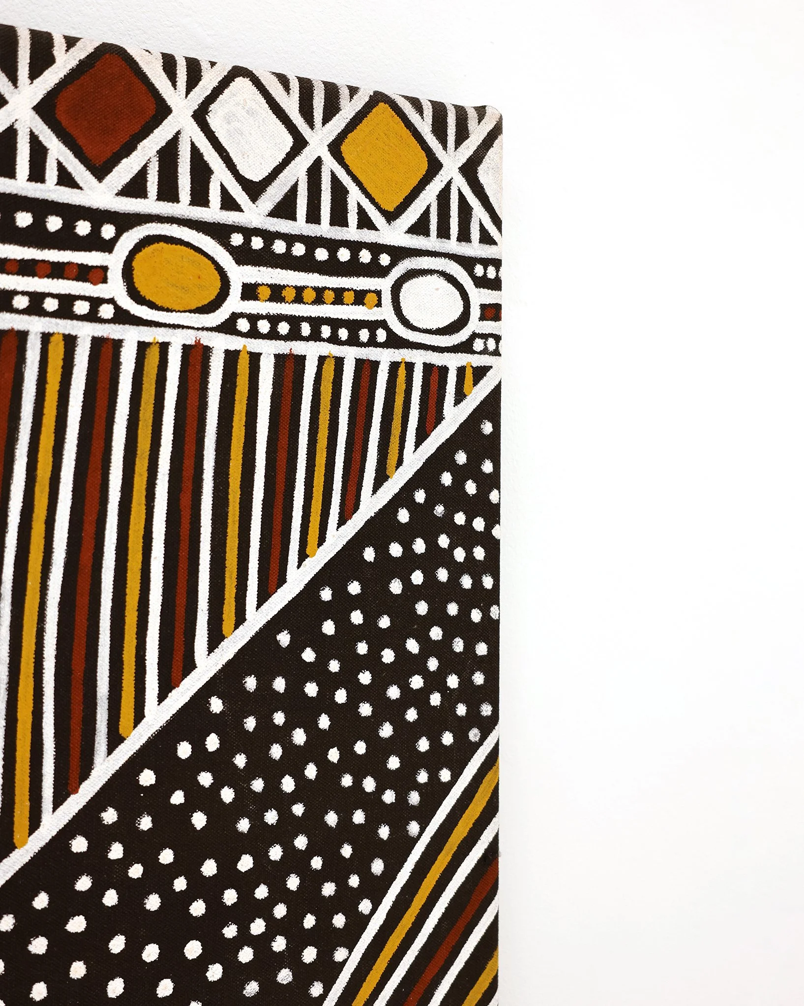 Josephine Burak Jilamara Design ochre on canvas 100cm x 100cm Munupi Arts CAT21 - 256 DETAIL.JPG