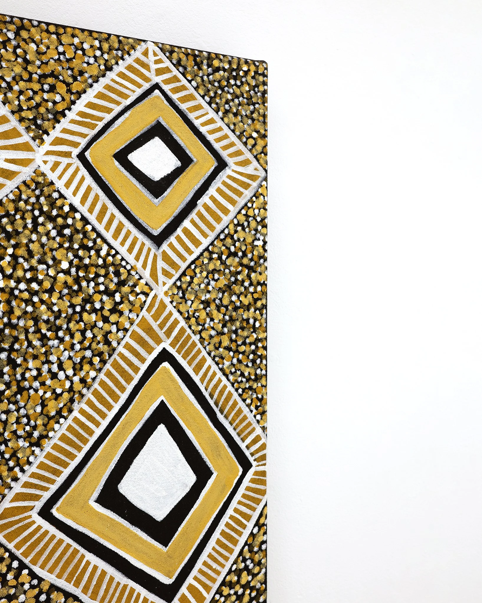 Andre (Andrea) Tipungwuti Tutini (Ceremonial Carving) ochre on canvas 120cm x 80cm Munupi Arts CAT21 - 83 DETAIL.JPG