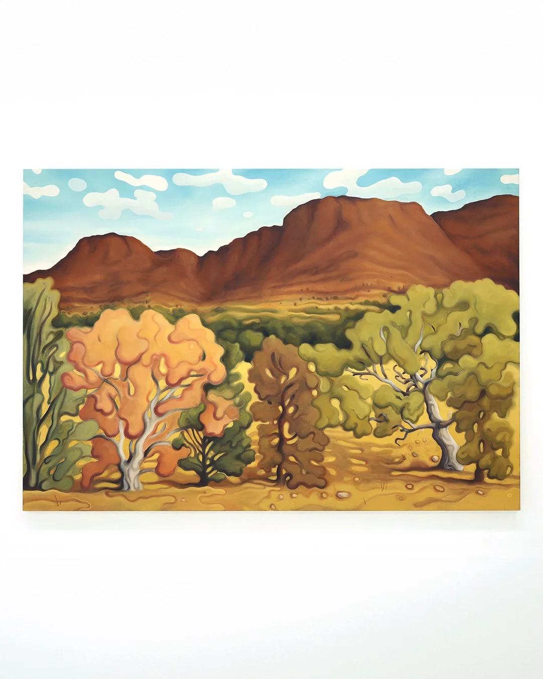 Max Berry 'Landscape effect with parade of trees in dry creek bed'. Original artwork
