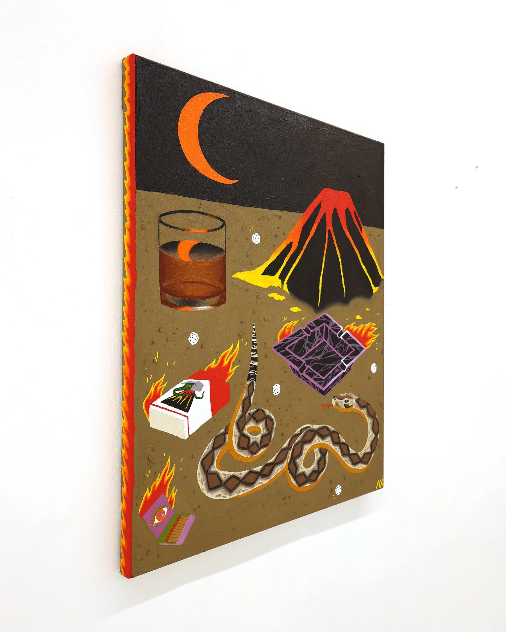 Alex Xerri Rattlesnake Still Life 76cm x 86.5cm Acrylic and stone on canvas 2023 LHS.JPG