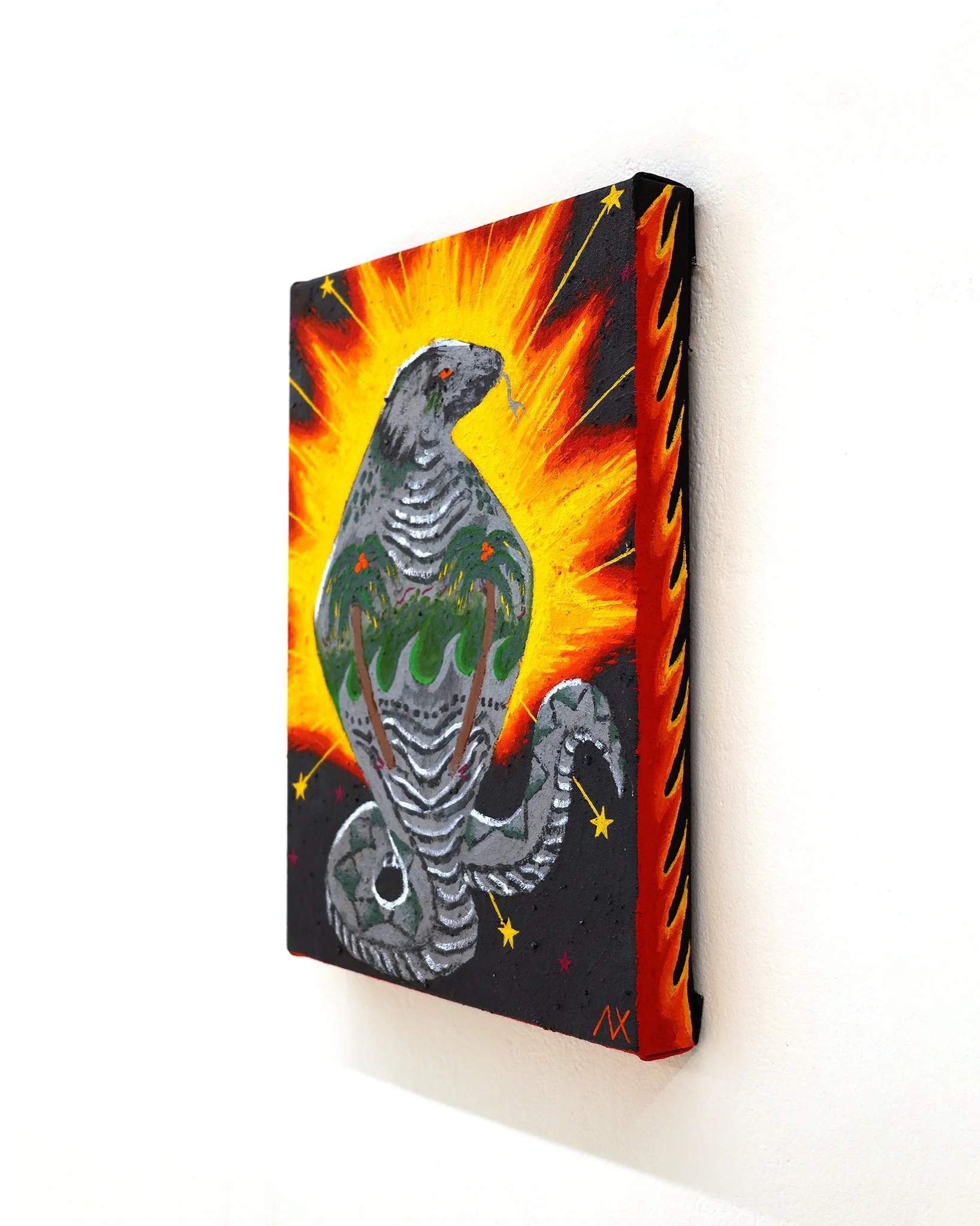 Alex Xerri Silver Cobra 30.5cm x 41cm Acrylic and stone on canvas 2026 RHS.JPG