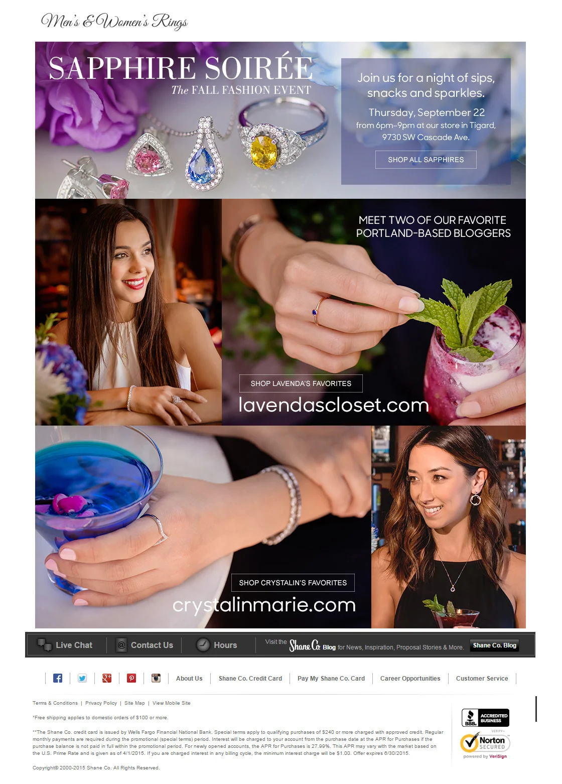 Sapphire Soiree Desktop Landing Page