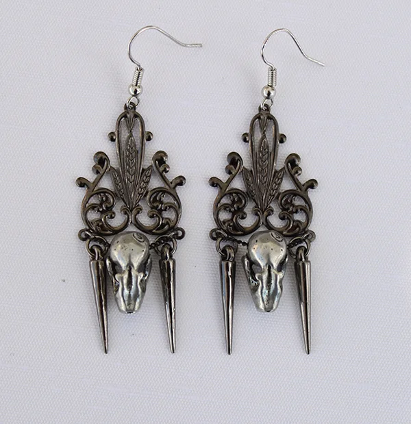 Miyu Decay Noir Filigree Spiked Earrings