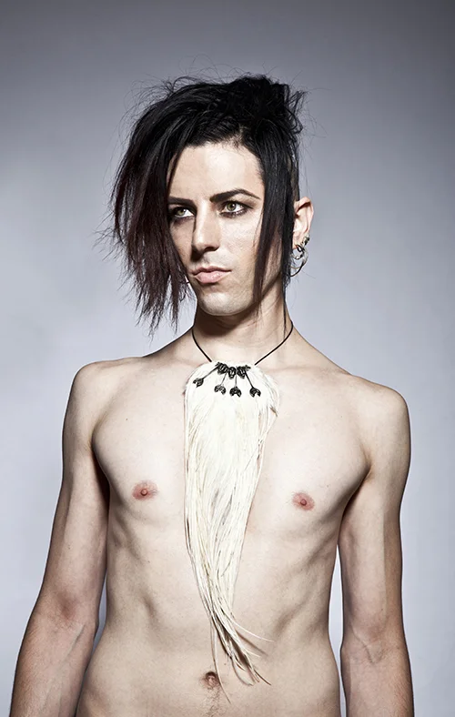 Miyu Decay Bat Skull Necklace on Feather Pelt