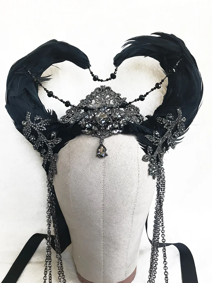 Rhinestone Maleficent Horned Headdress