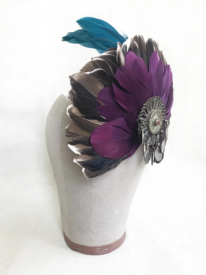 Purple fan fascinator