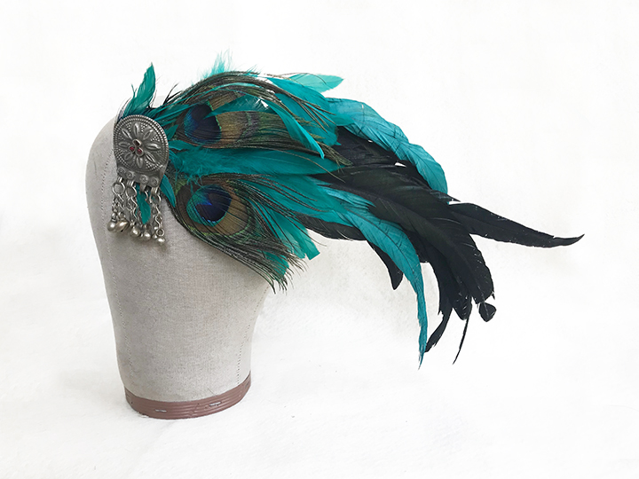 Green Peacock fascinator