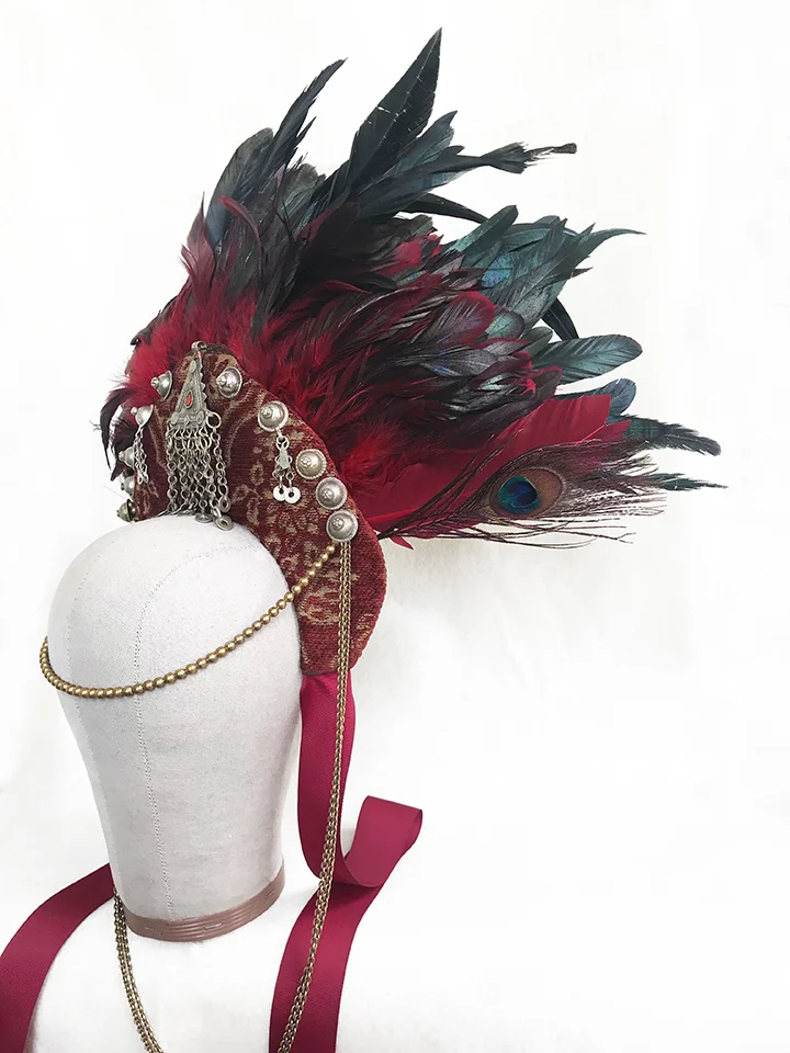 Red feather headdress