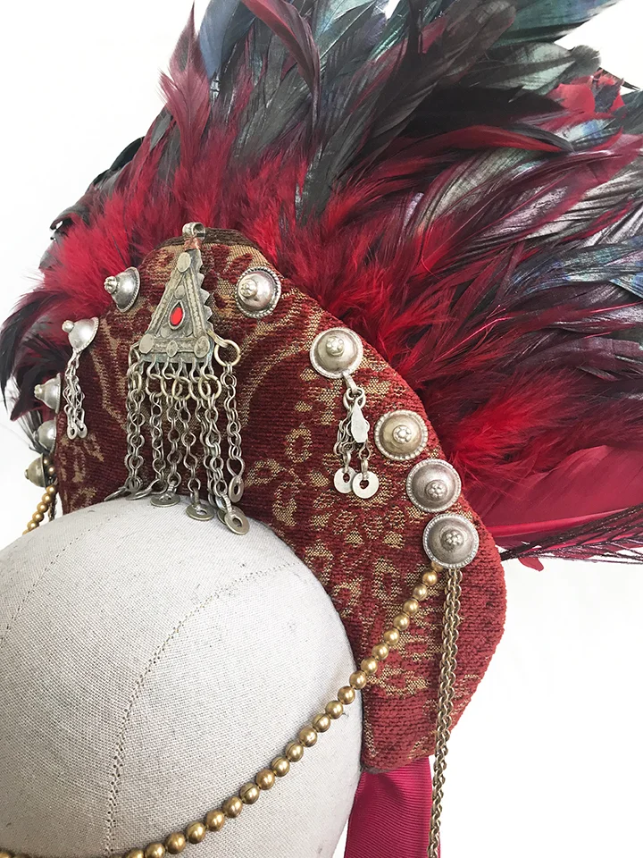 Red feather headdress
