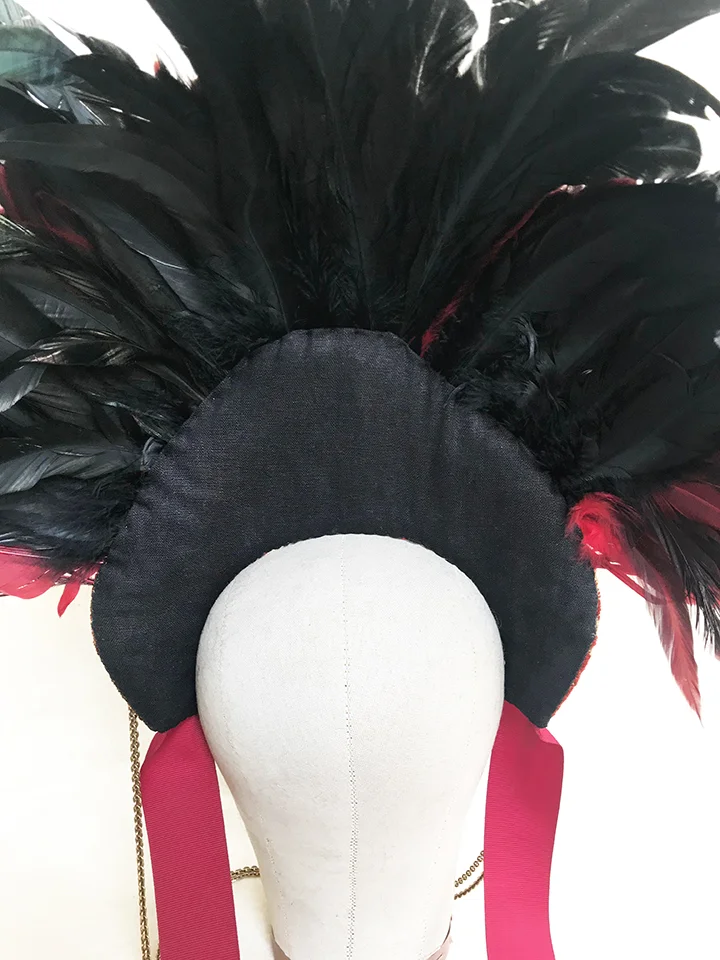 Red feather headdress
