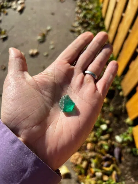 0745 - green sidewalk glass