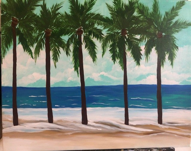 Unfinished Palms on the Beach by Caroline Brown