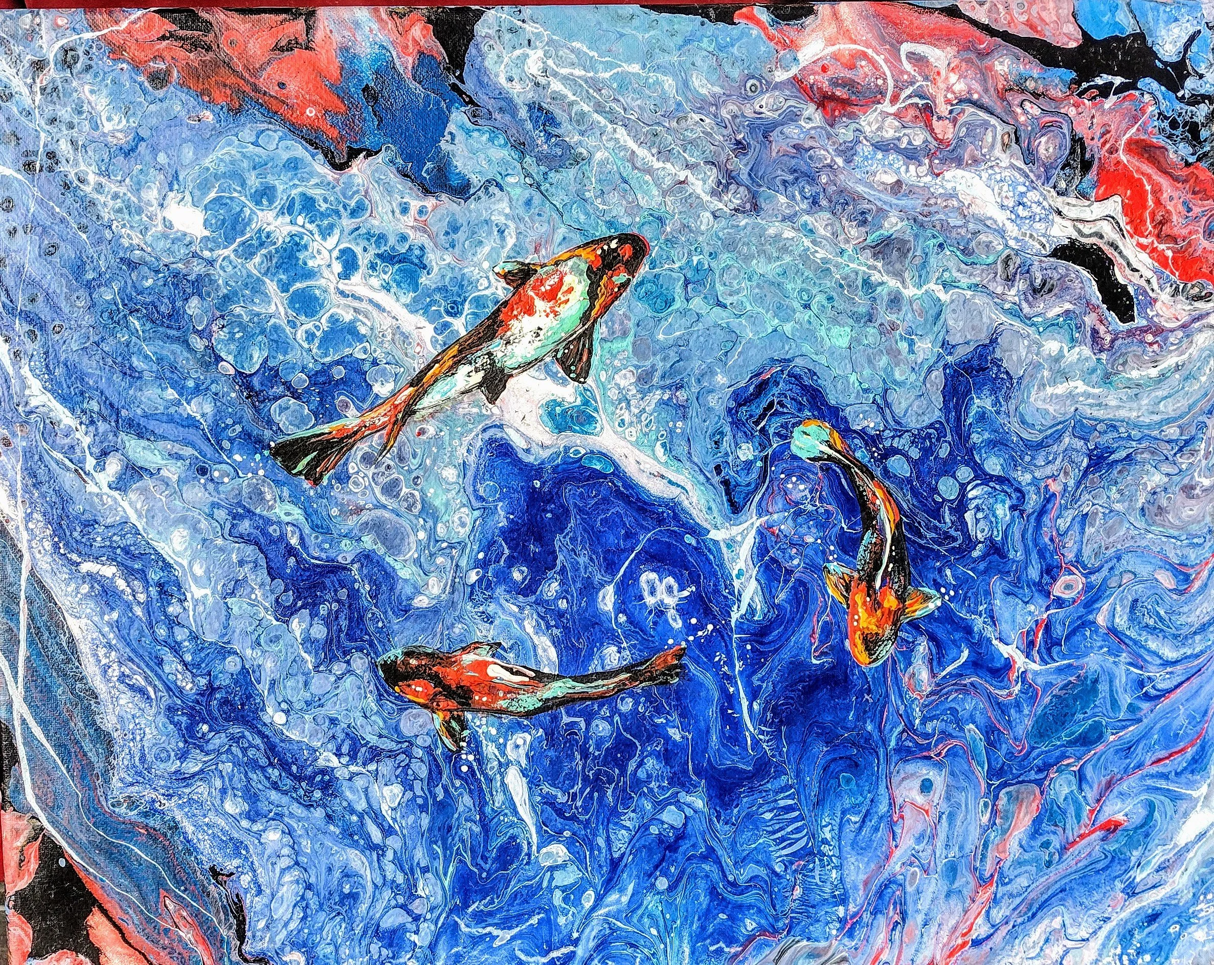Untitled (Koi - Red Fish, Blue Fish) by Stephanie Delaney