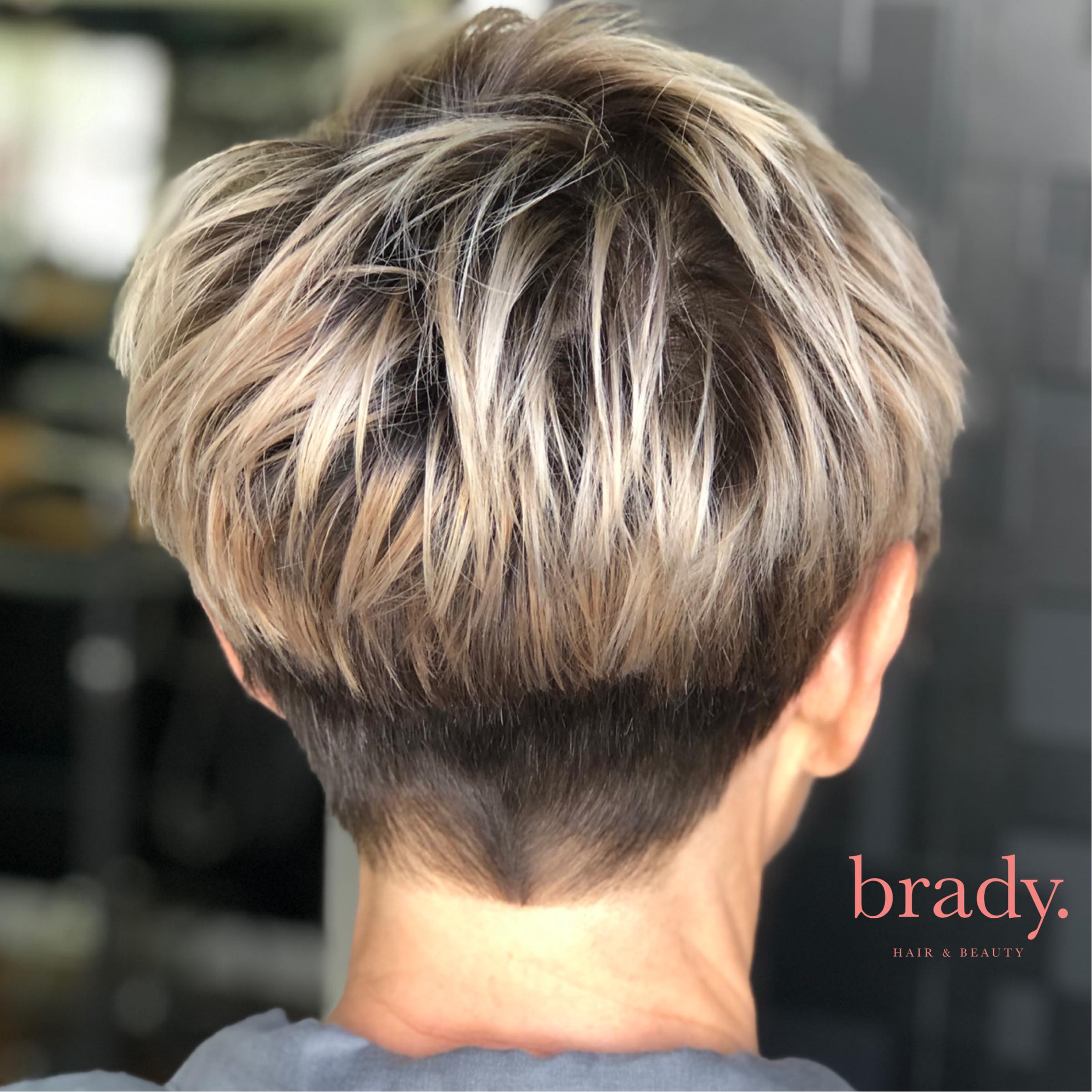  Photo of woman with short pixie style haircut, styled by Brady. Hair &amp; Beauty, Toowong, Brisbane. 