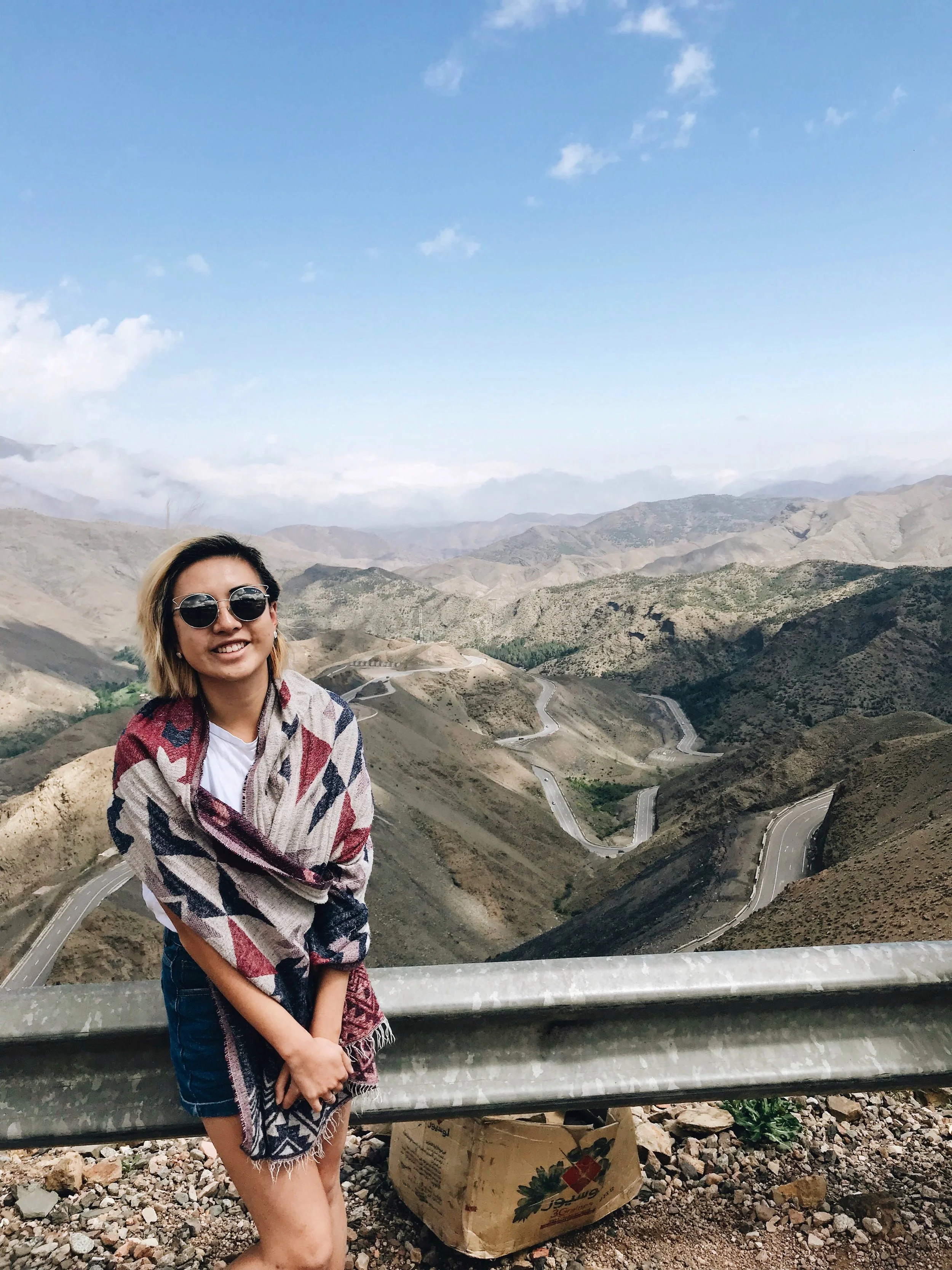 Photo stop at the top of the High Atlas Mountains in Morocco.