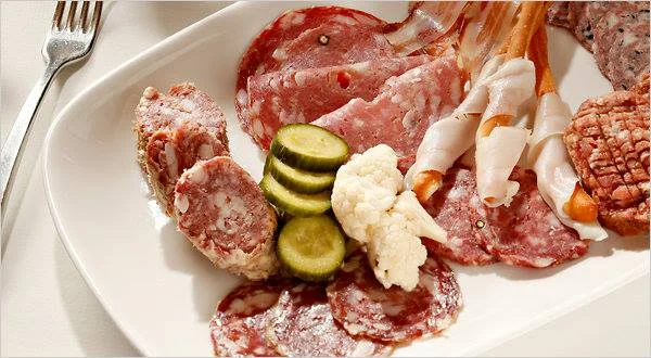 A sampling of Guidi's gorgeous selection of cured meats.