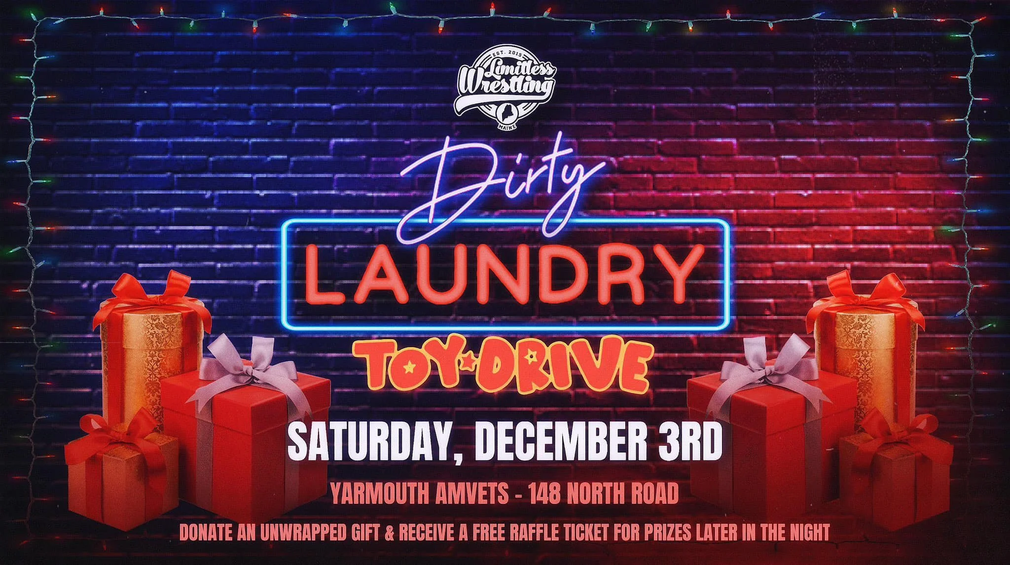 Bring an unwrapped toy to Limitless Dirty Laundry for a chance to win a prize