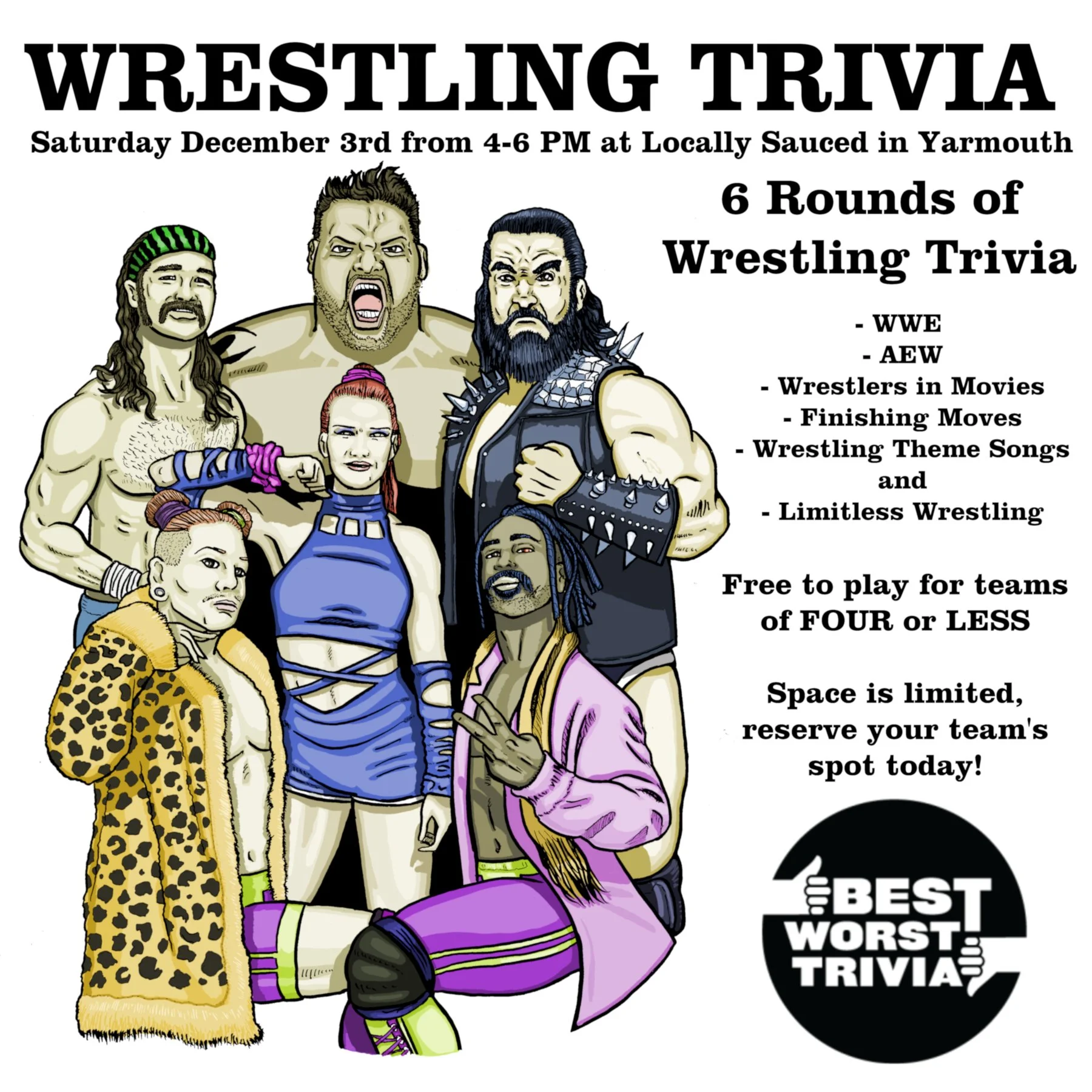 Limited spots remain for pre-Dirty Laundry afternoon wrestling trivia in Yarmouth