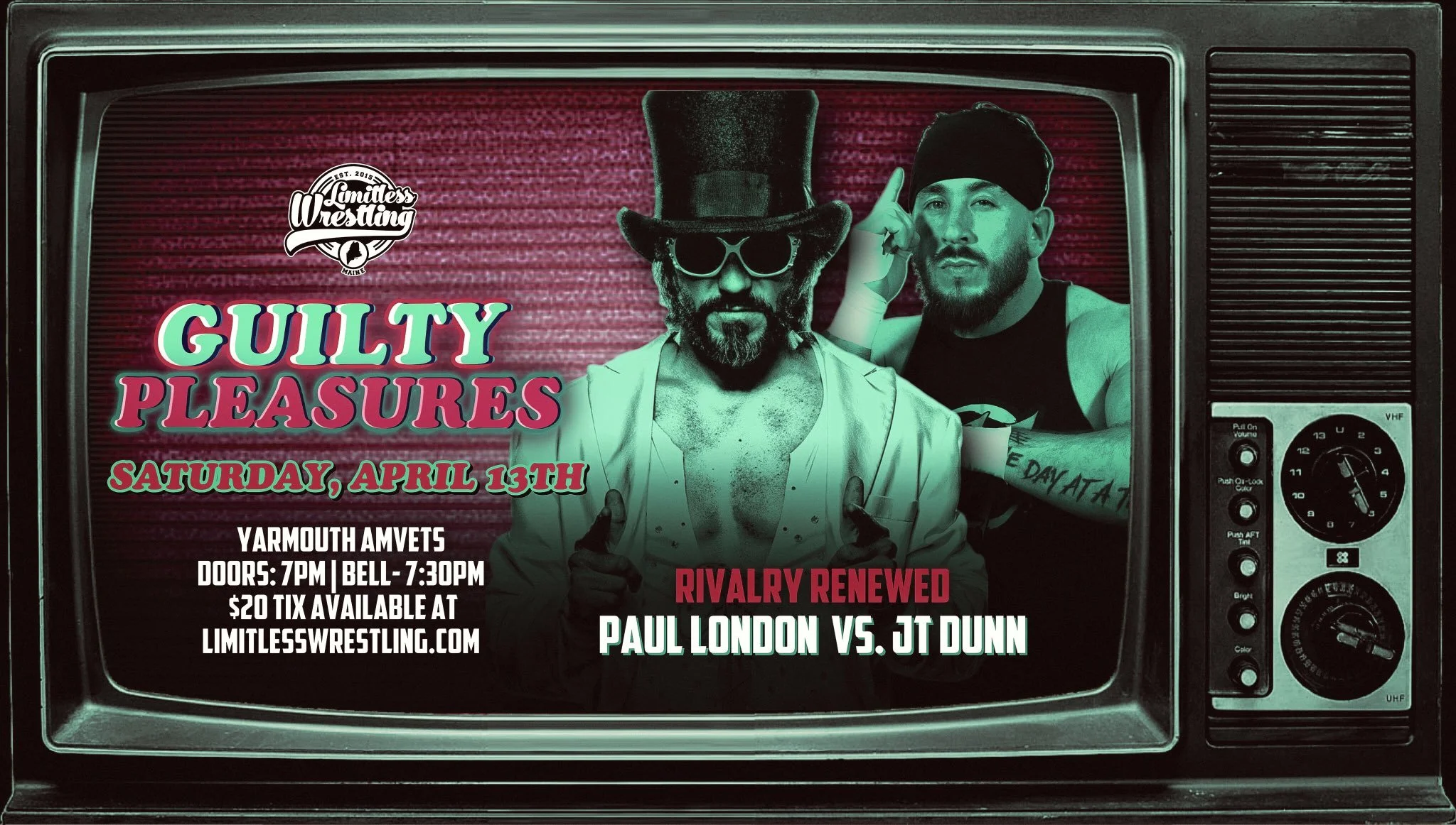 Paul London vs. JT Dunn official for Limitless Wrestling's Guilty Pleasures
