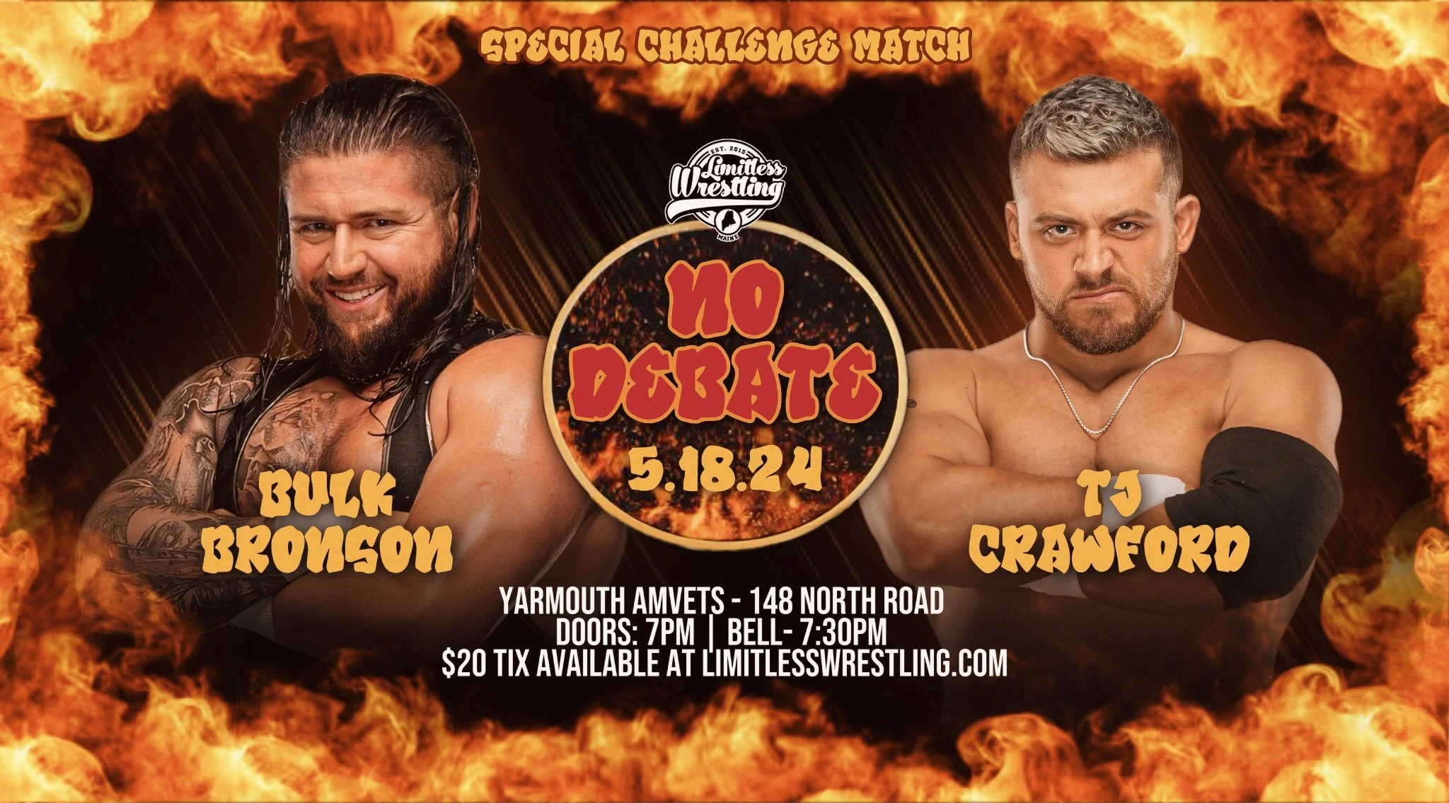 TJ Crawford vs. Bulk Bronson confirmed for Limitless Wrestling's No Debate