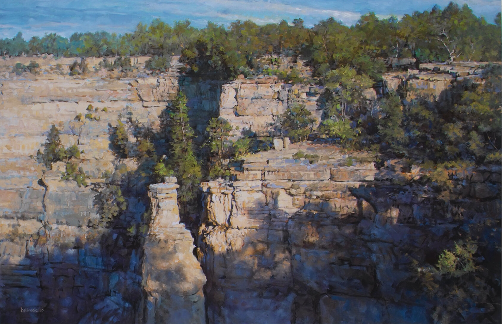 "Tree Shadows on Chimney" 2010 26" x 40" oil/canvas