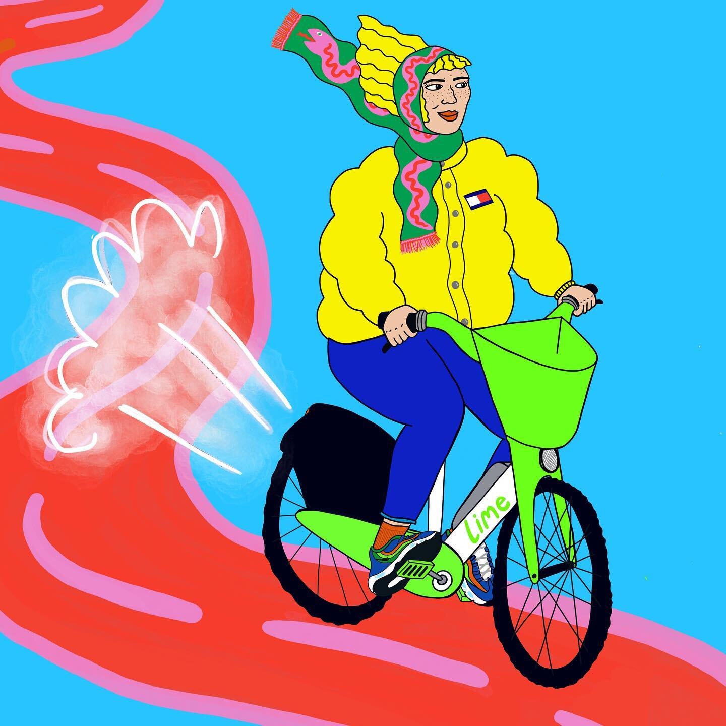 When the best part of the date is hopping on a @lime bike &amp; zooming off home, alone 😅💚💨 

This drawing may or may not be inspired by real life events 😂
