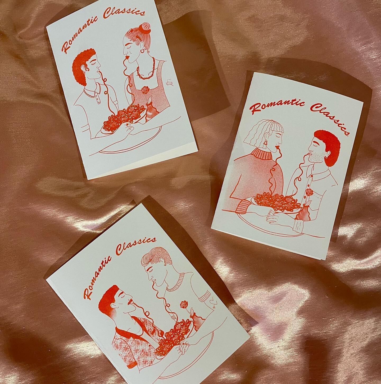 All Romantic Classics orders between now and Monday morning will get one of these lovely Valentine&rsquo;s Day cards added in 🌹🍝❣️ Thank you @risottostudio for printing them so nicely 💘