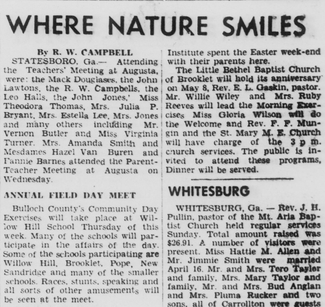 "Where Nature Smiles : Annual Field Day Meet" by R.W. Campbell