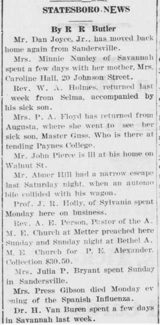 "STATESBORO NEWS" By R.R. Butler