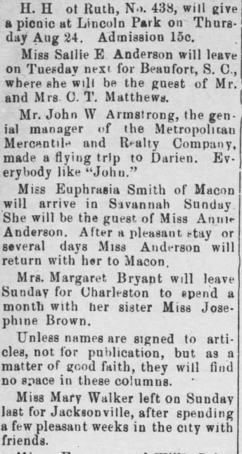 "Mr. M. Hodges The Tribune correspondent at Statesboro..."