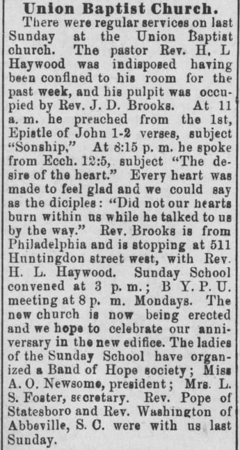"Union Baptist Church"