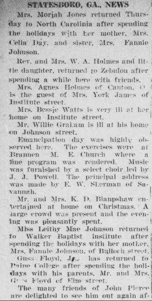 "STATESBORO, GA., NEWS"