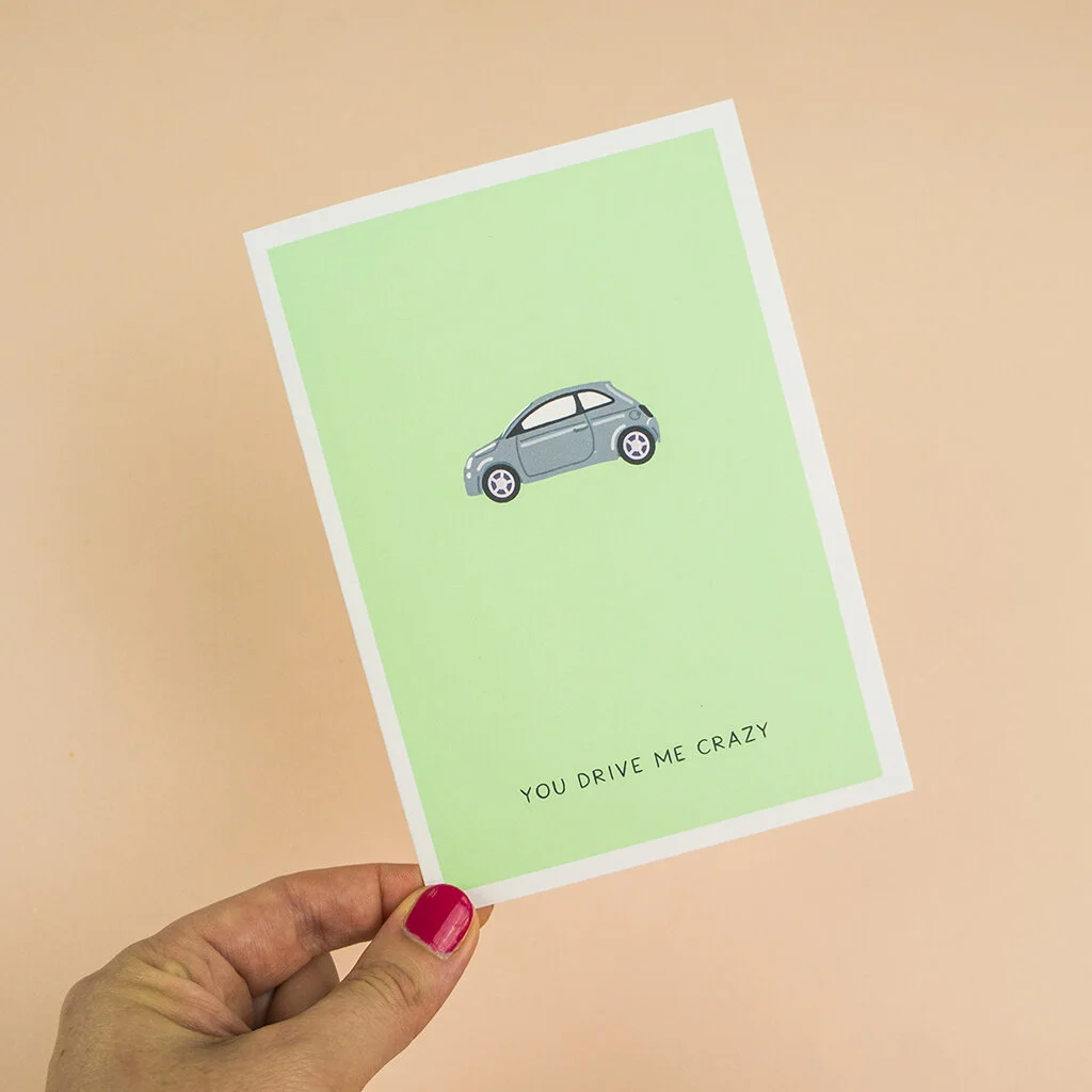 drive me crazy car card