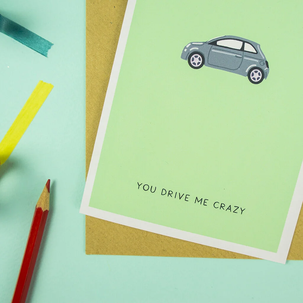 drive me crazy car card