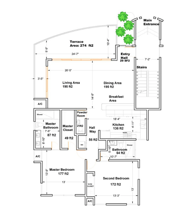 Floor plan apartment for sale in Las Terrenas.png