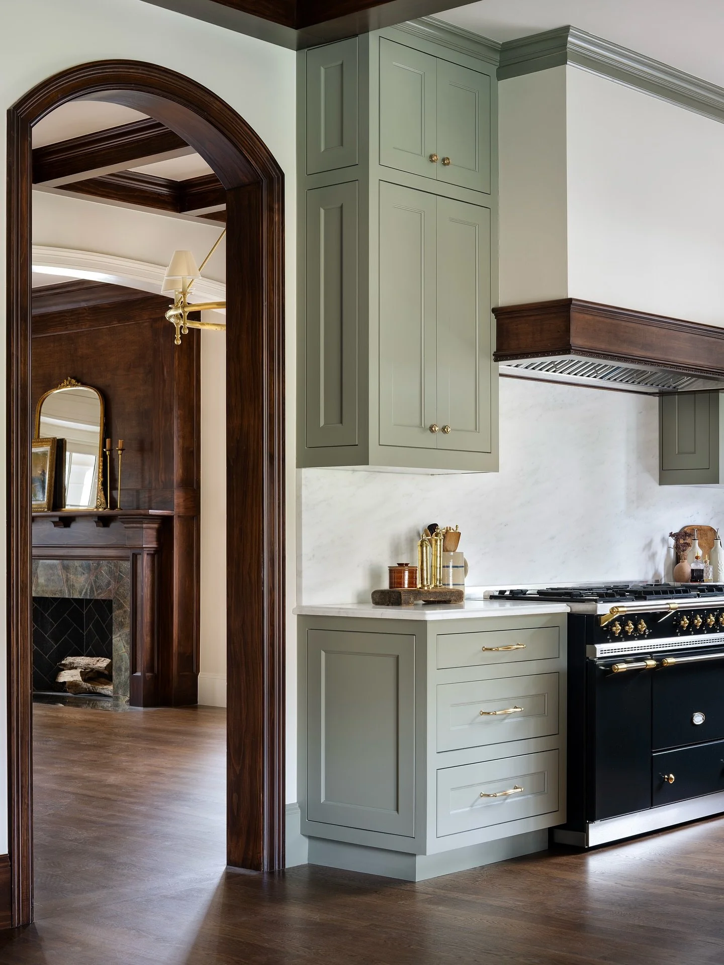 Our Central Austin kitchen features a statement ceiling that brings warmth from above and a show stopping LaCanche range that anchors the space below. @lacanche.officiel @lacanche.usa @lacanche_us #lacanche #lacancherange #kitchendesign #atxinteriors