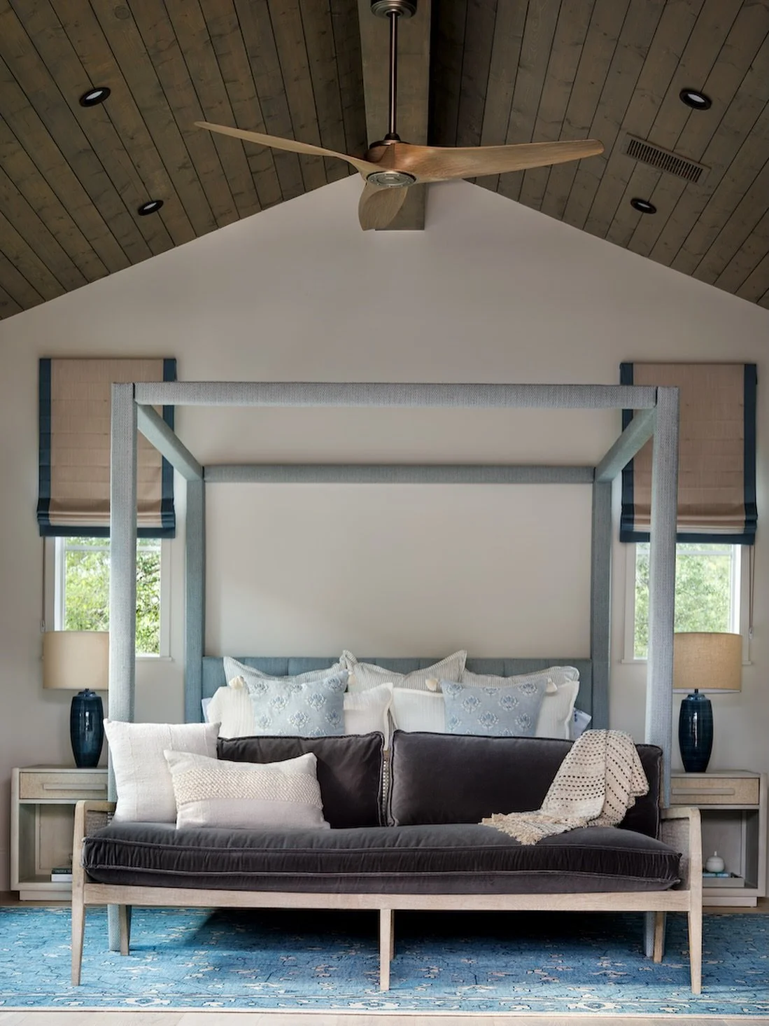 We love the guest suite in our Spanish Oaks project. Layered bedding, tailored upholstery, and subtle contrast keep the space interesting while still feeling soft and serene.

Designer: @marioninteriordesign