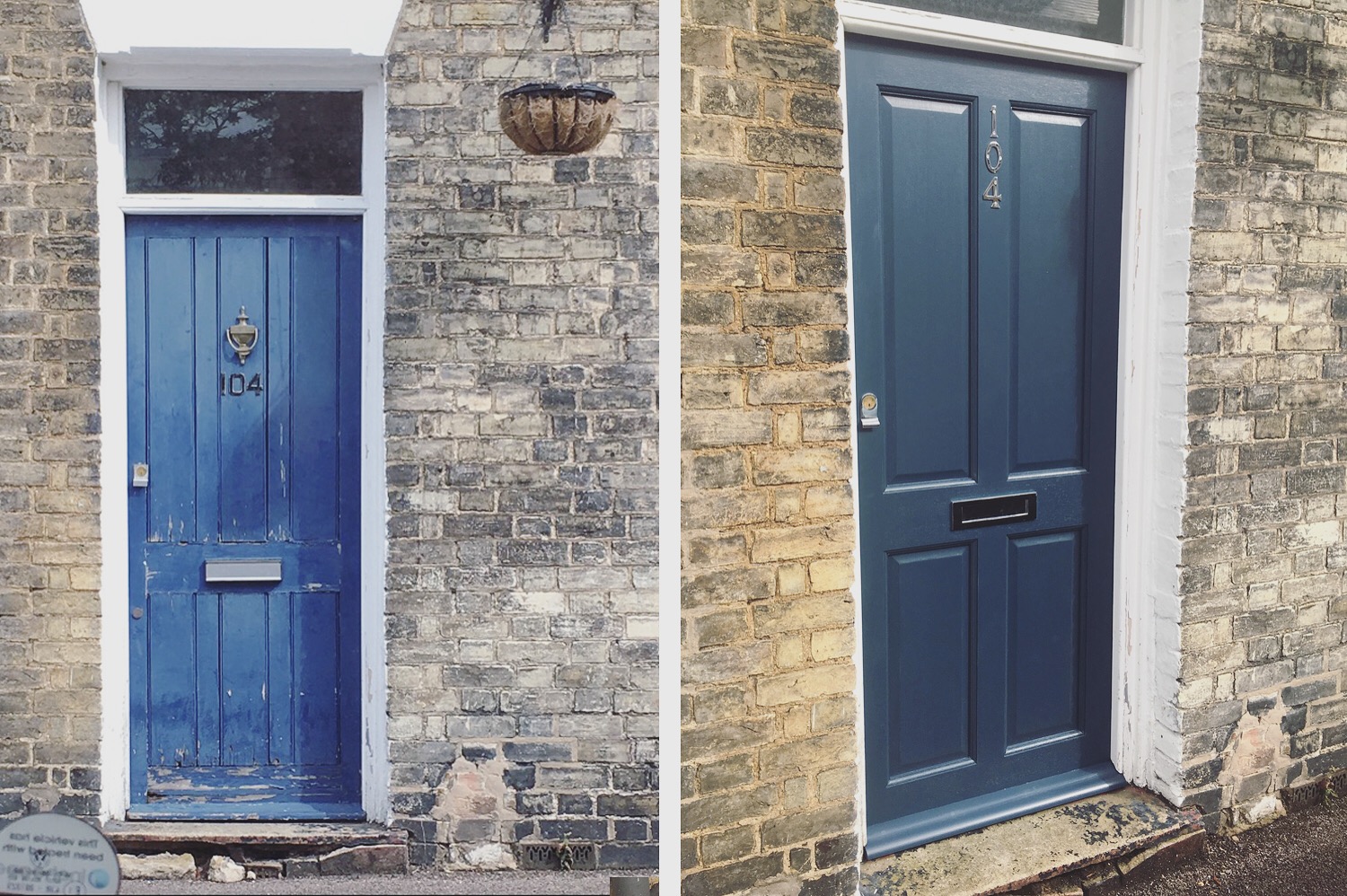 A nice before and after shot of our finished door, just off Mill Road in Cambridge.